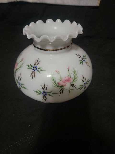 Antique Hand  Flower Victorian Glass Lamp Shades Vtg 8in see pics