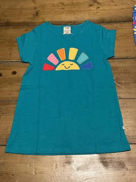 BNWT Frugi Organic Cute Rainbow T-shirt Top Girls 6-7 Years