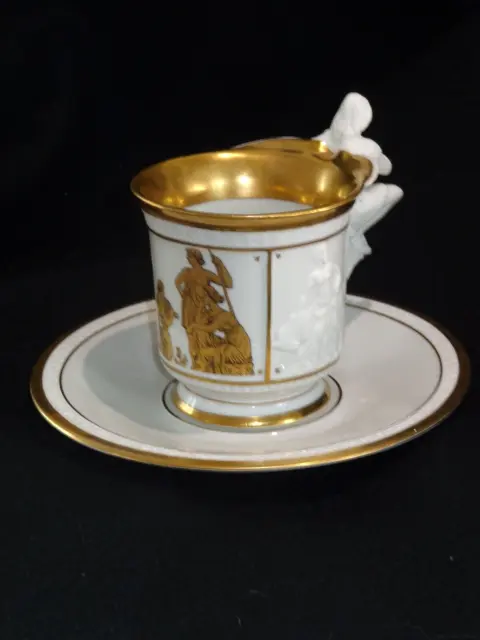 RPM Royal Porzellan Manufaktur Germany Rare Porcelain Gilted Cup & Saucer