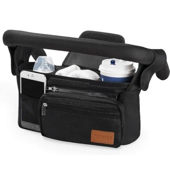 Momcozy Universal Baby Stroller Organizer Bag Holds Phone, Insulated Cup Holders