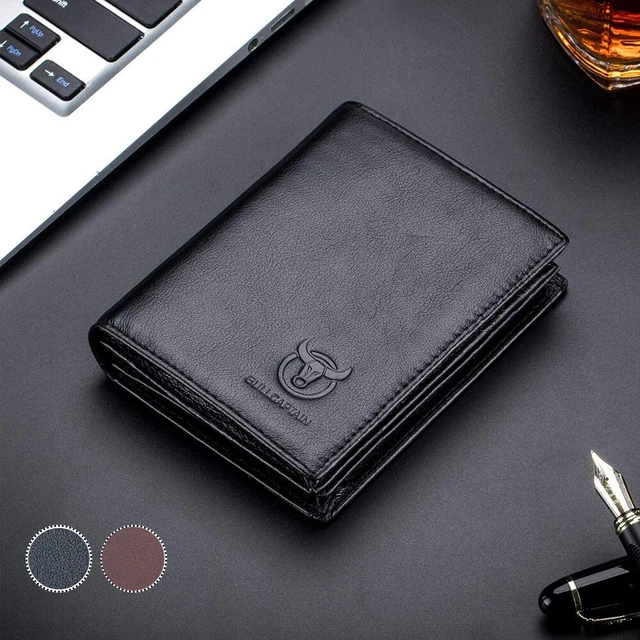 Mens Wallet Genuine Leather RFID Bifold Handmade ID Card Holder Large Capacity