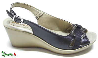 Inblu INBLU sandali donna solettaSOFT cinturino fibbia zeppa comodi DN 43 Bianco Nero 