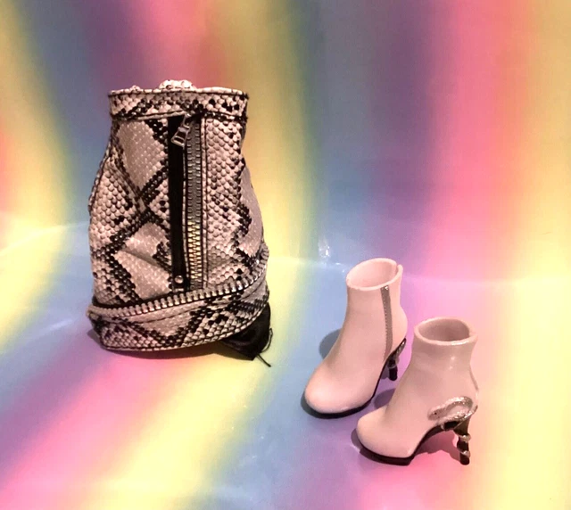 SHADOW HIGH Doll Clothes SNAKESKIN DRESS SNAKE BOOTS Heather Grayson Matching
