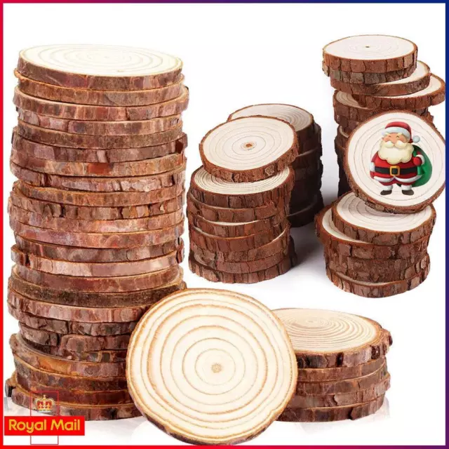 30×Wood Slices Log Slices Unfinished Circles DIY Crafts Rustic Wedding Ornaments