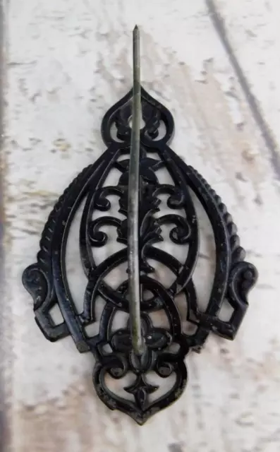 Vtg Black Cast Iron Wall Hook Receipt Note Hook Wall Mounted Ornate Restaurant