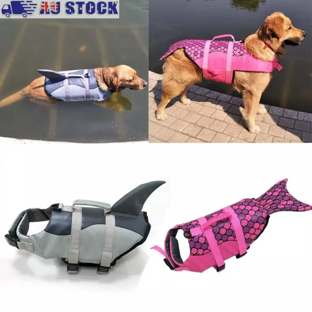 Mermaid Shark Dog Life Jacket Pet Safety Clothes Puppy Surf Saver Coat