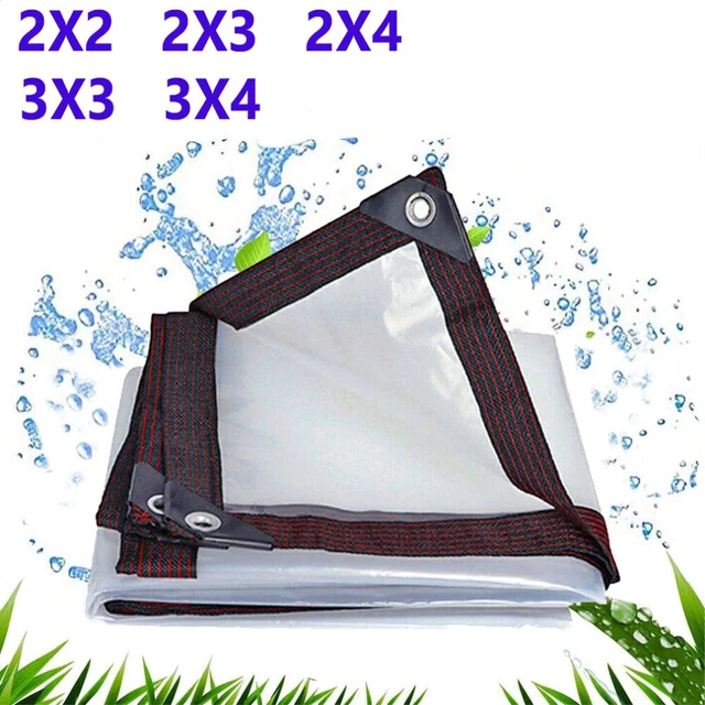 WGQR Abdeckplane 9x7m Transparent - Wasserdicht Mit Ösen PE Plane