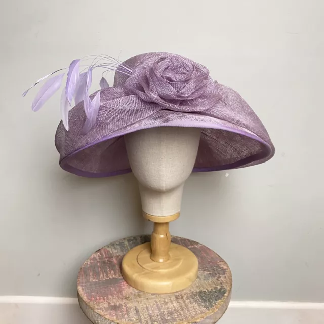 Cappello Jacques Vert lilla viola piuma rosa occasione cappello piume millenaria MOTB MOTG