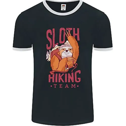 Maglietta Sloth Hiking Team Trekking Rambling Divertente Uomo Ringer FotoL