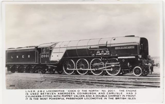 LONDON & NORTH EASTERN RAILWAY - Steam Engine COCK O THE NORTH - 1937 postcard