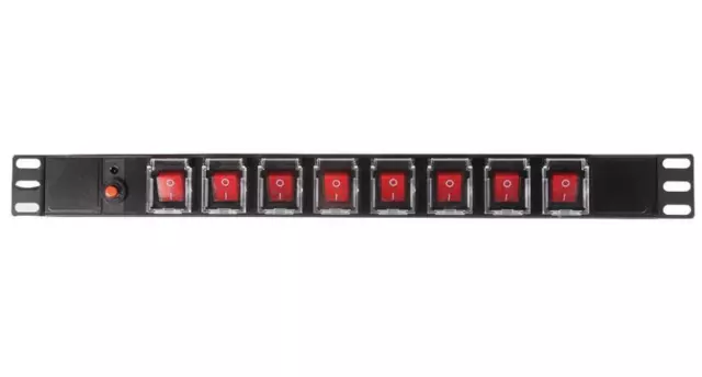 8 Way IEC C13 Switch Panel PDU with C14 Plug, 19" 1U - PDS8-C13-C14