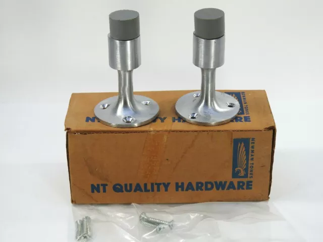 2 Brushed Chrome Commercial Hardware  Ridgid Wall Mounted Door Stops Bumper