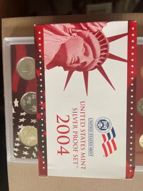 2004  United States Mint  Silver Proof Set  With  Box  And  Coa   Perfect