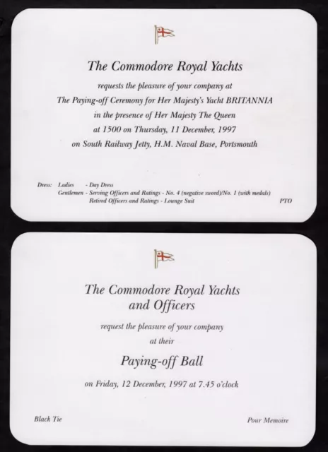 Queen Elizabeth II's Royal Yacht HMY Britannia Paying Off Ceremony Invitations