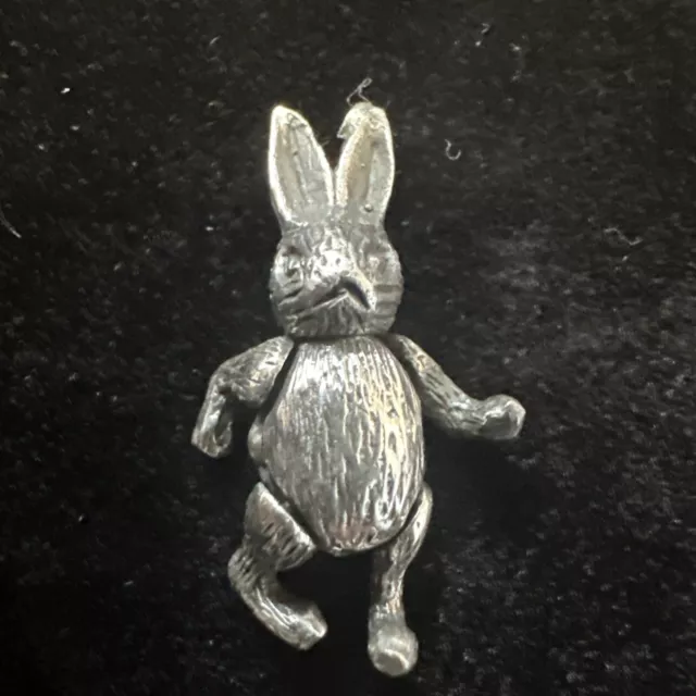 Antique Articulated Miniature Silver Rabbit