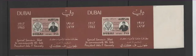 Dubai Uae 1964 Ms Sgms49A - Kennedy -Pair Of Ms Uncut - Mnh - Rare See Scan *