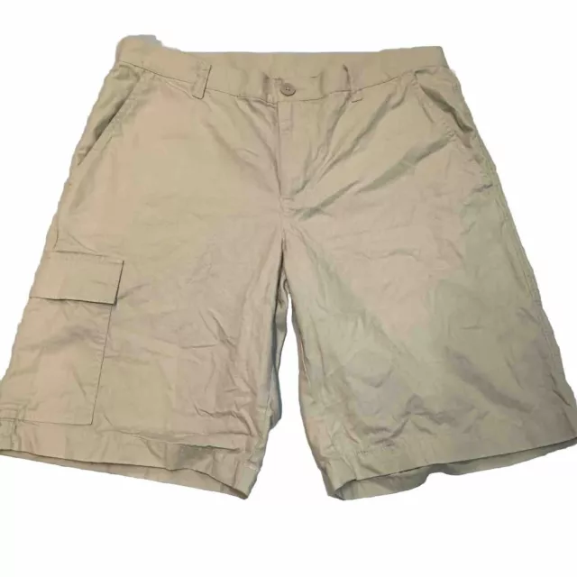 Columbia Shorts Mens 34 Cargo Tan Khaki Cotton Casual Hiking 10” Inseam