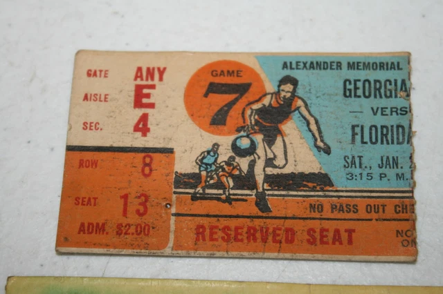 Vintage Lot 1967 Georgia Bulldogs Uga College Basketball Tickets 2