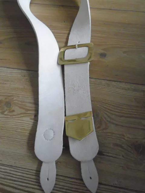 White Buff Leather Cross Belt With Brass Buckle British Military Issue 2