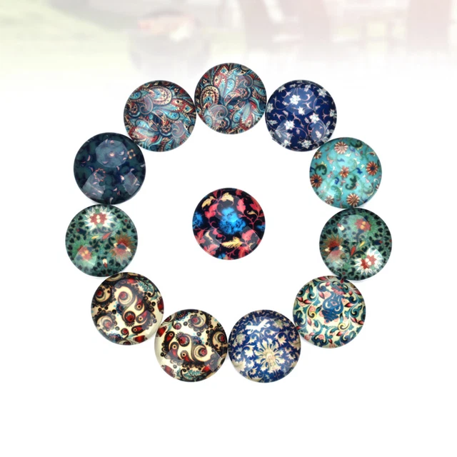 20 PCS Mosaik Bedruckte Glascabochons Flache Rückseite Edelsteine Schmuck