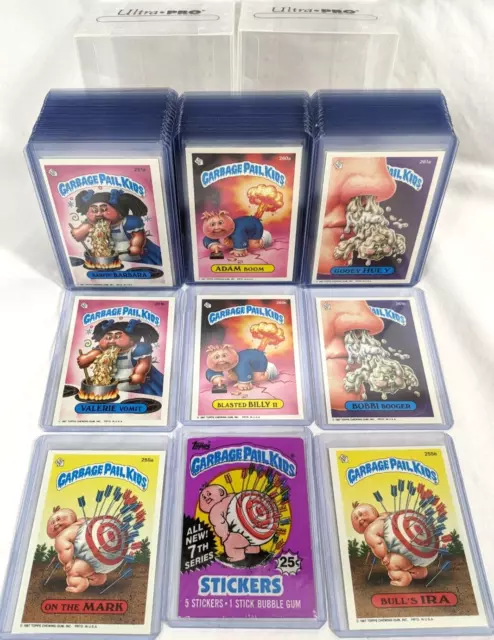1987 Topps Garbage Pail Kids 7th Series OS7 MINT 88 Card Set in NEW TOPLOADERS