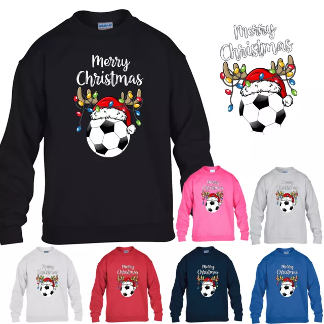 Reindeer Christmas Boys Sweatshirt Worldcup 2022 Football Girls Kids Gift Jumper
