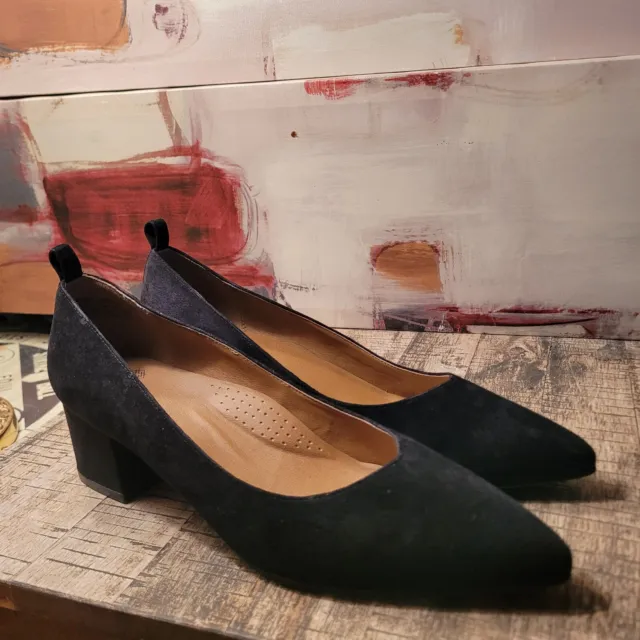 Susina Heels Women's Size 8.5M Shoes Black Brown Suede Pump Comfort Career Heels