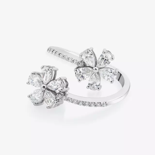 1.65Ct Sterling Silver Floral Ring Simulated Diamond Delicate Personalized Gift