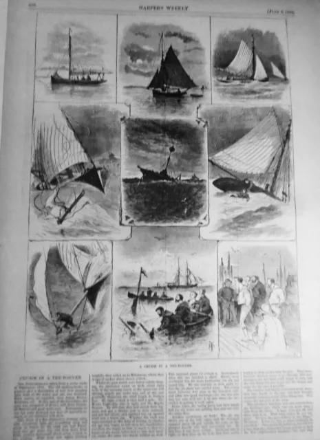 Un Cruise en Ten-Tonner - Harper's Hebdomadaire, June 5, 1880 - Original Imprimé