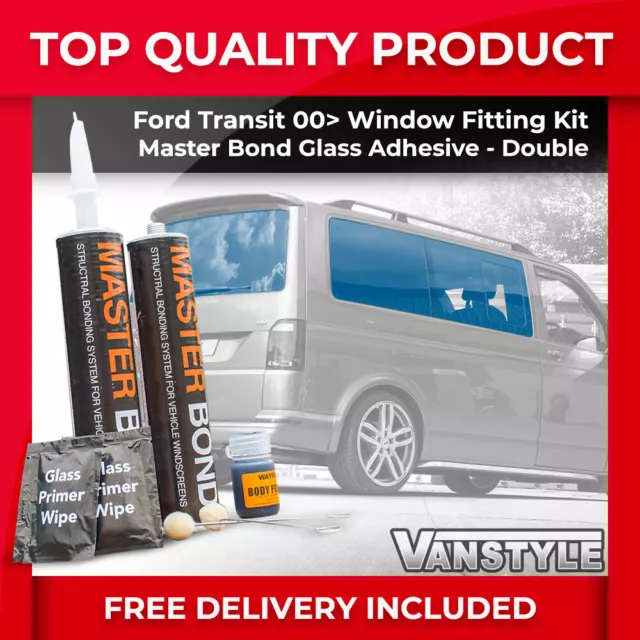 Fits Ford Transit Van 00> Window Glass Bonding Adhesive Glue Double Fitting Kit