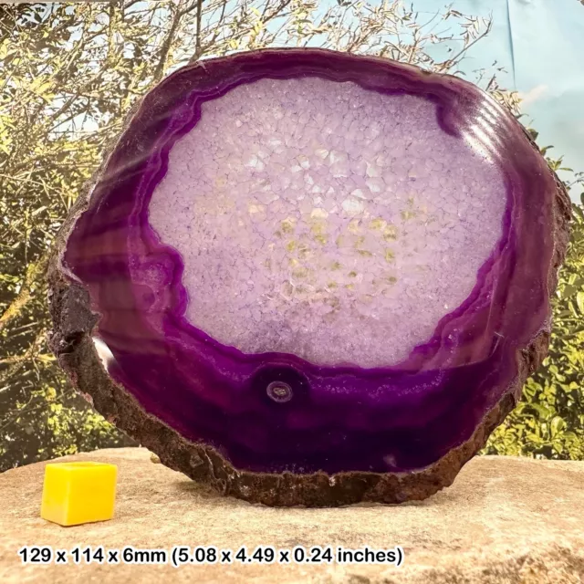 Genuine agate slice, spiritual healing display crystal, purple stone