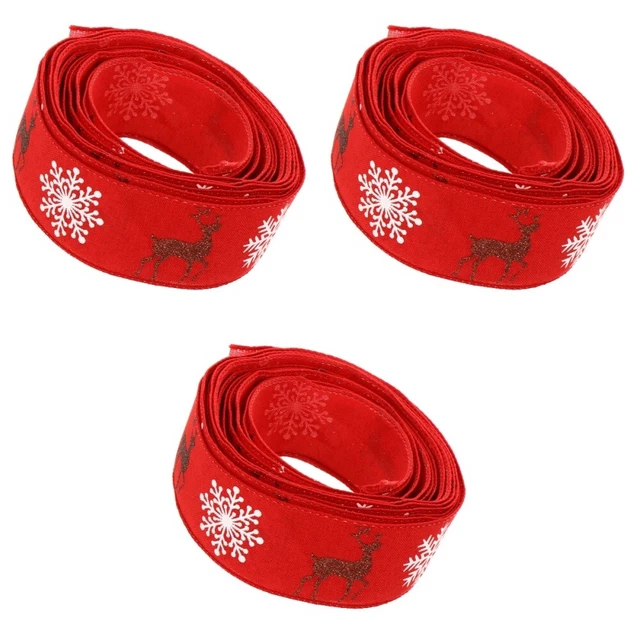 3 rollt Weihnachten Schneeflocke gedrucktes Band für Geschenkverpackung