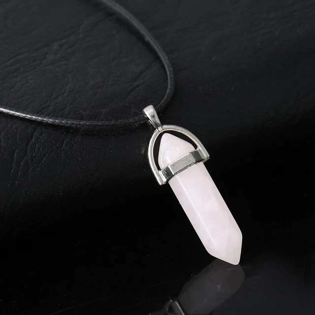 Natural Hexagonal Point Wand Gemstone Pendant Chakra Quartz Crystal Necklace US 12