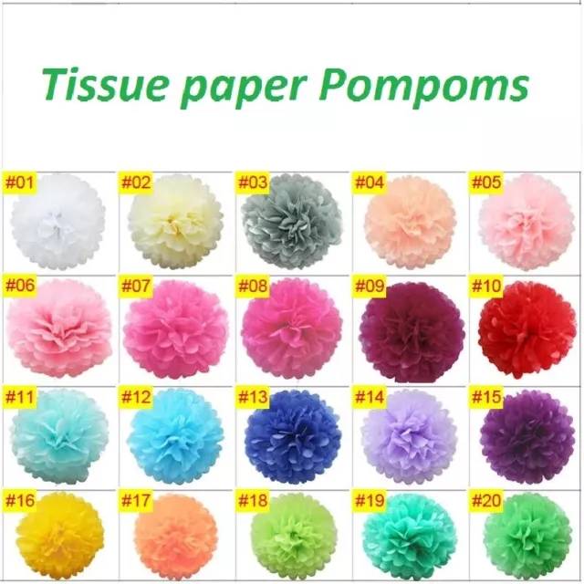 12"Tissue Paper Pom Poms Hanging Garland Wedding Party 10Pack Mixed Colour Theme