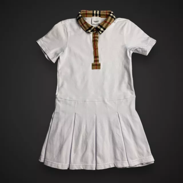 Burberry Nova Check Collar White Dress Size 6 Years