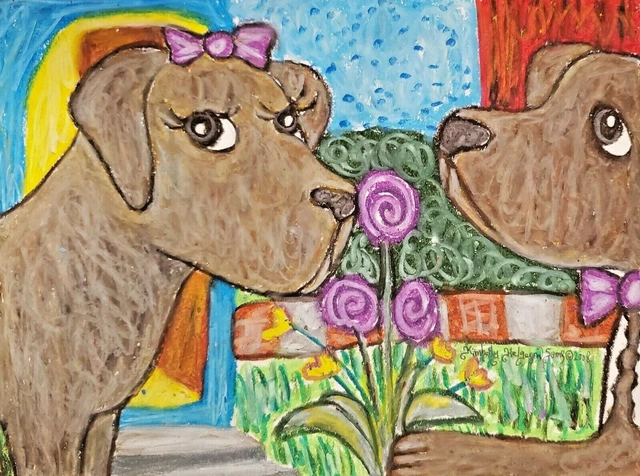 CHESAPEAKE BAY RETRIEVER on a Date Dog Art Print 13 x 19 Signed by Artist KSams
