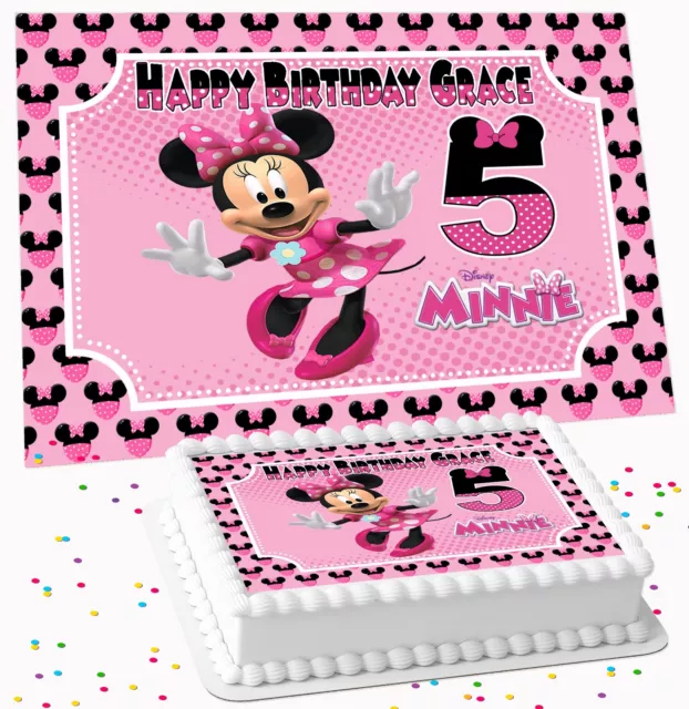 Minnie Mouse Birthday Party Personalised Icing Edible Costco Cake Topper Rm-159