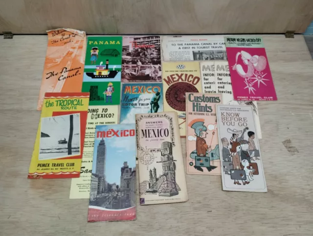 Lot of 15 Vintage 1960's Mexico & Panama Travel Guides, Brochures Info Ephemera