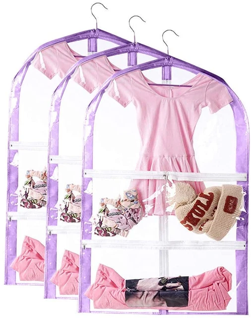 Clear Kids Dance Costume Garment Bag3 Pack Garment Bags for Dance Competitions
