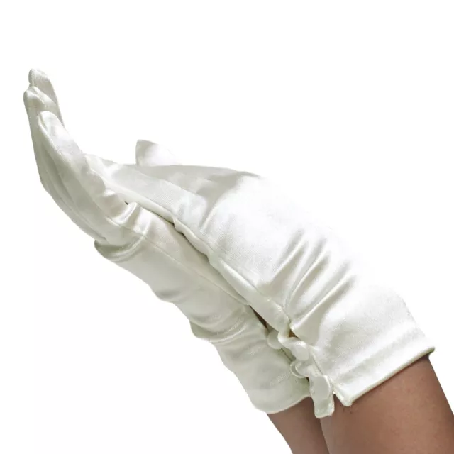 Dents Women's Satin Wrist Length Occasion Gloves with 2 Button Trim - Ivory
