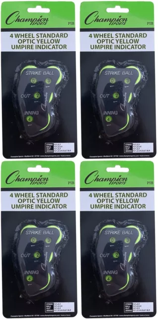 Champion Sports 4 Wheel Standard Optic Yellow Umpire Indicator - PIB (4-Pack)