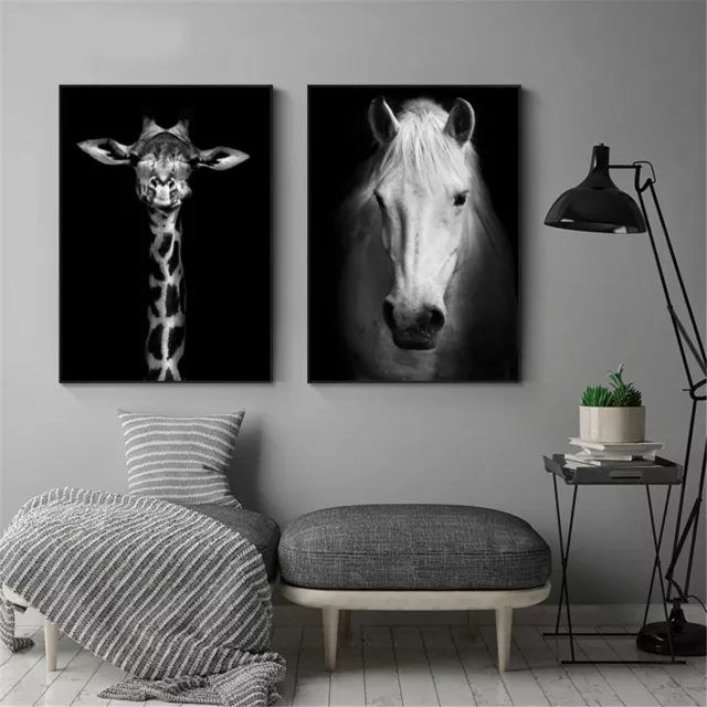Black White Wild Animal Canvas Painting Poster Nordic Home Wall Art  Decoration 2