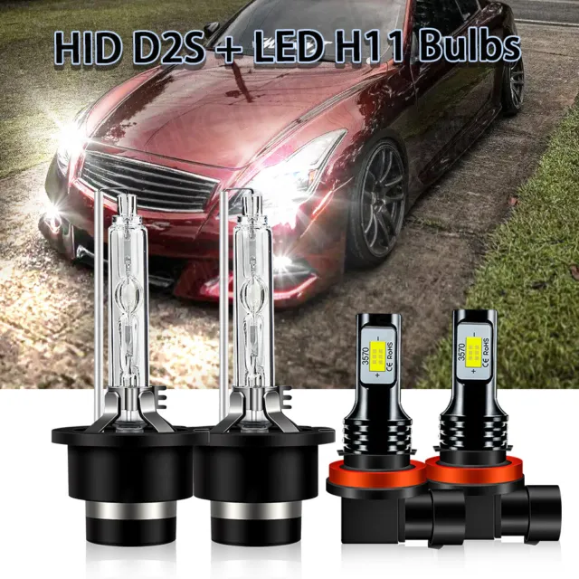 For Infiniti G37 2008-2013 6000K LED/HID Headlight High Low+Fog Light Bulbs Kit