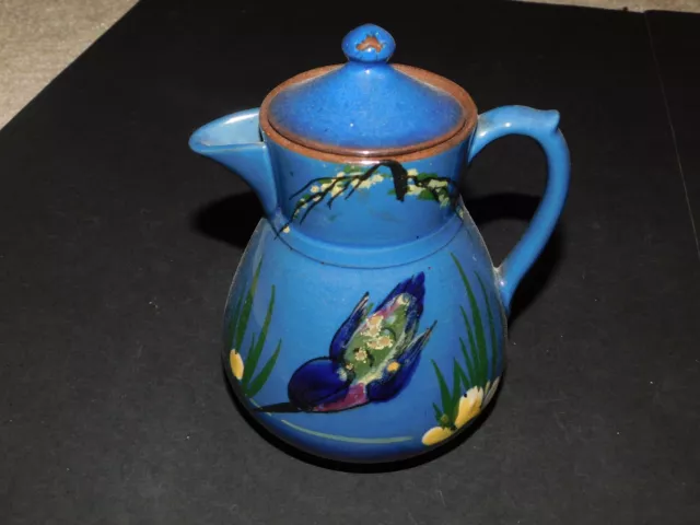 Longpark Torquay Handpainted Kingfisher Coffee Or Hot Water Jug With Lid Devon