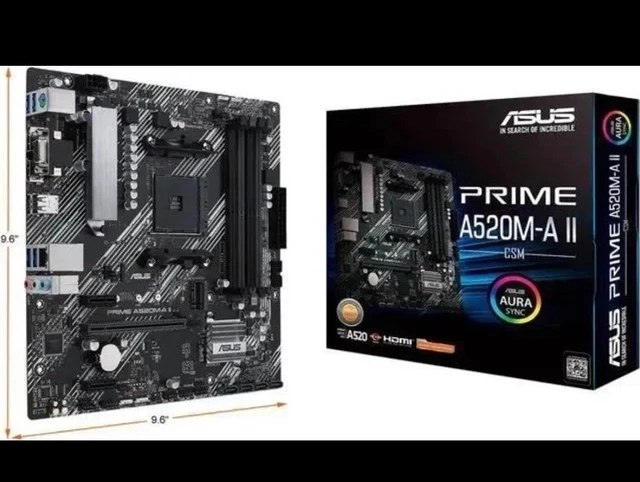 ASUS Prime A520M-A II/CSM Carte Mère Micro-ATX AM4 – Support Ryzen 3e Gen, M.2 32Gbps, Ethernet 1Gb, HDMI 2.1 4K, USB 3.2, ARGB, Modèle Stable Entreprise