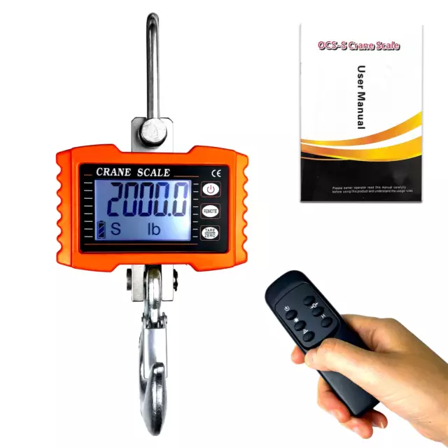1000Kg/2000Lb Digital Crane Scale High Precision Heavy Duty Industrial Hanging S