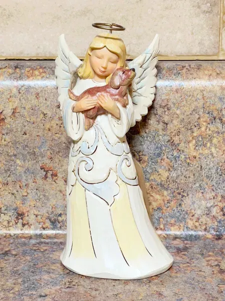 Jim Shore Heartwood Creek White Woodland Pint-Size Angel With Dog 4060962