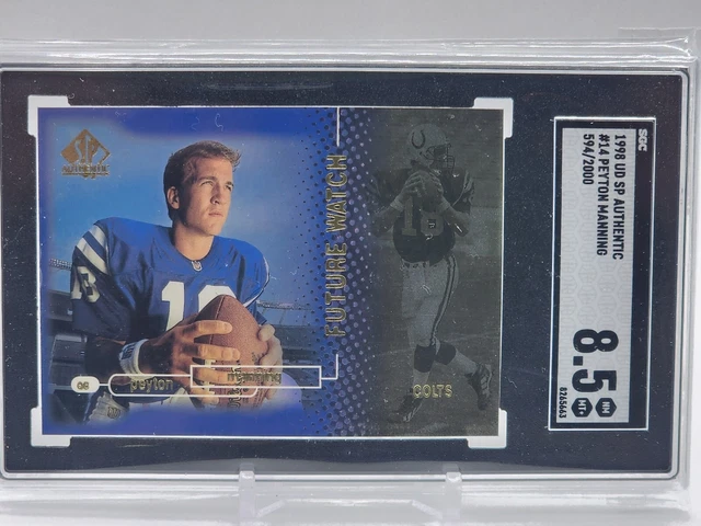 1998 SP Authentic Peyton Manning Future Watch RC 1388/2000 SGC 8.5 NM-MT+ HOF 1998 SP Authentic Peyton Manning Future Watch RC 1388/2000 SGC 8.5 NM-MT+ HOF