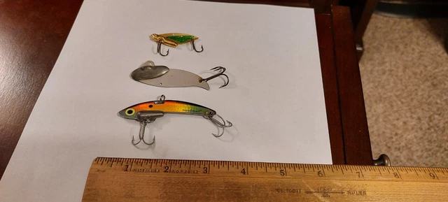 LOT 3 Reef Runner Cicada & 1/4 oz. Rainbow Prism Steel Shad, Weighted Blade Bait
