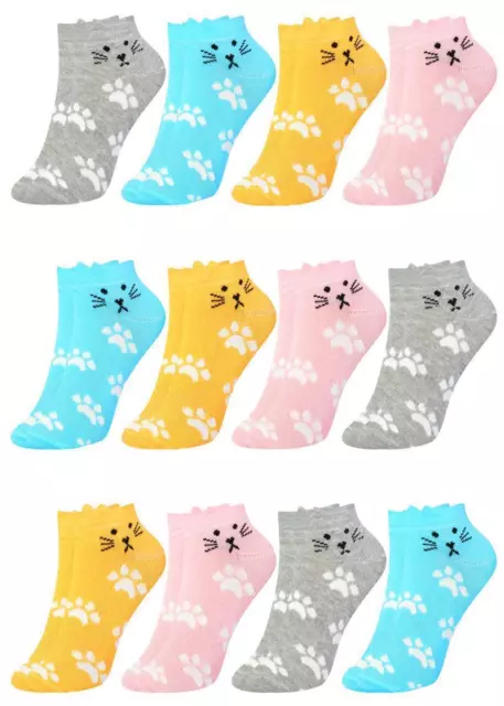 12 Paar Kinder Mädchen Socken Baumwolle Kindersocken Sneaker 21-36 Sportsocken